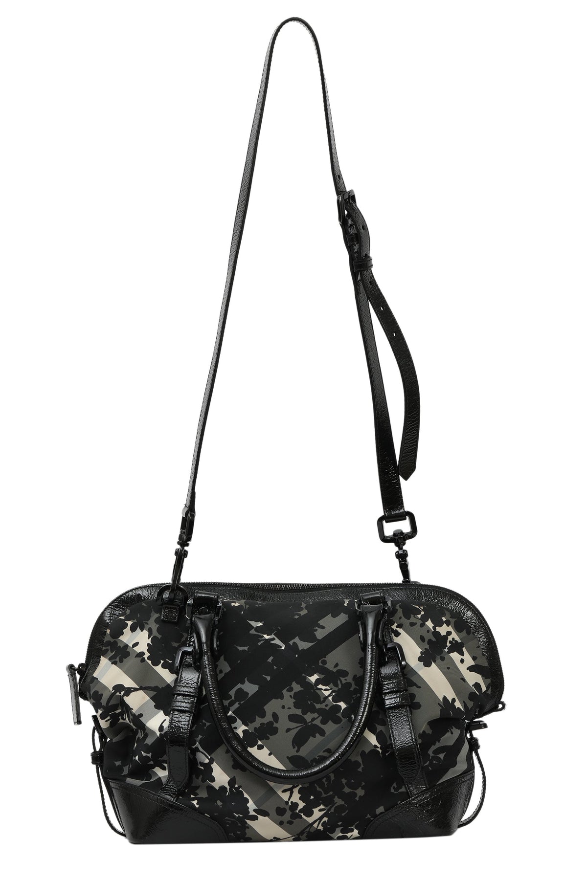 Burberry Floral And Plaid Black Bag 