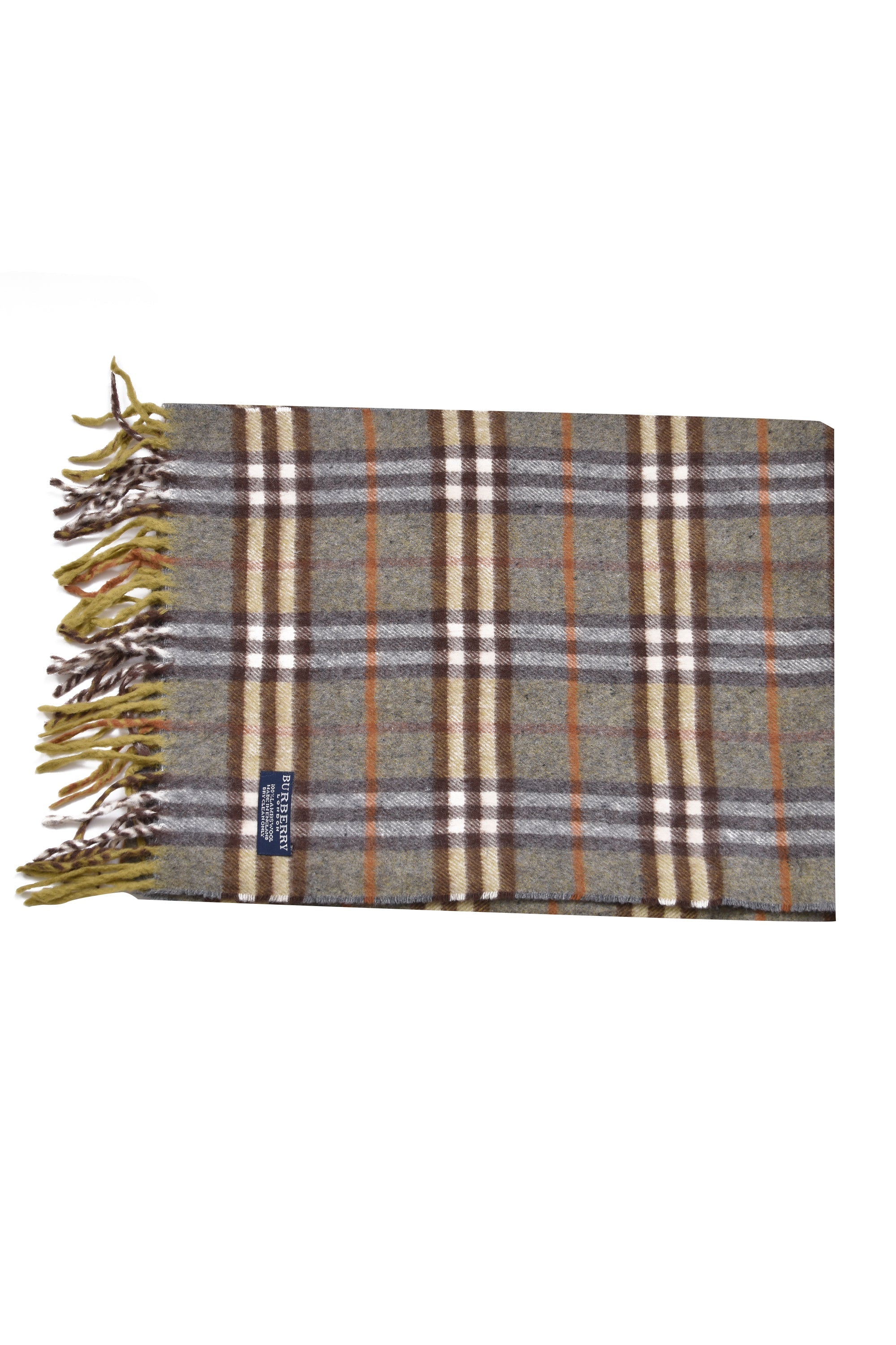 Burberry Green/ Brown Classic Checkered Cashmere Scarf 