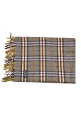 Burberry Green/ Brown Classic Checkered Cashmere Scarf 