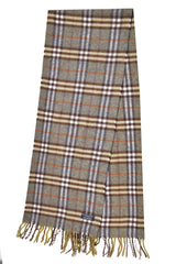 Burberry Green/ Brown Classic Checkered Cashmere Scarf 
