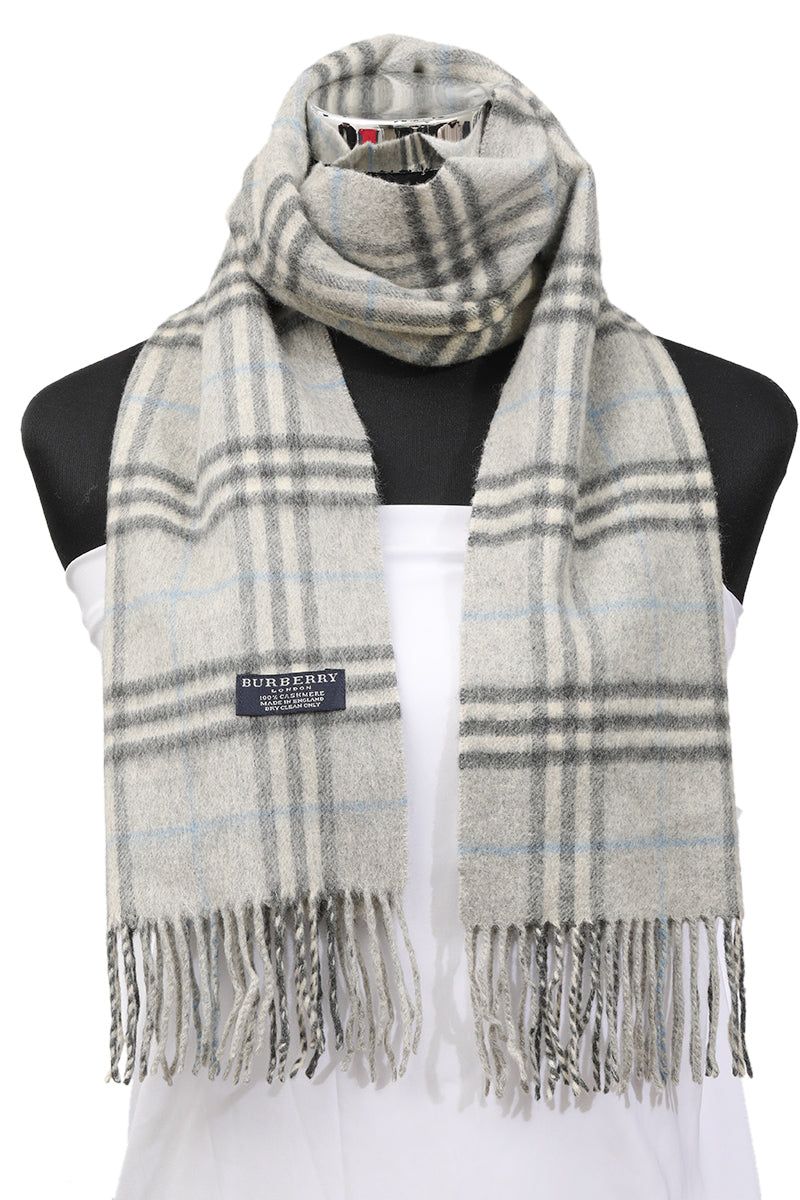 Burberry Light Grey Cashmere Scarf 