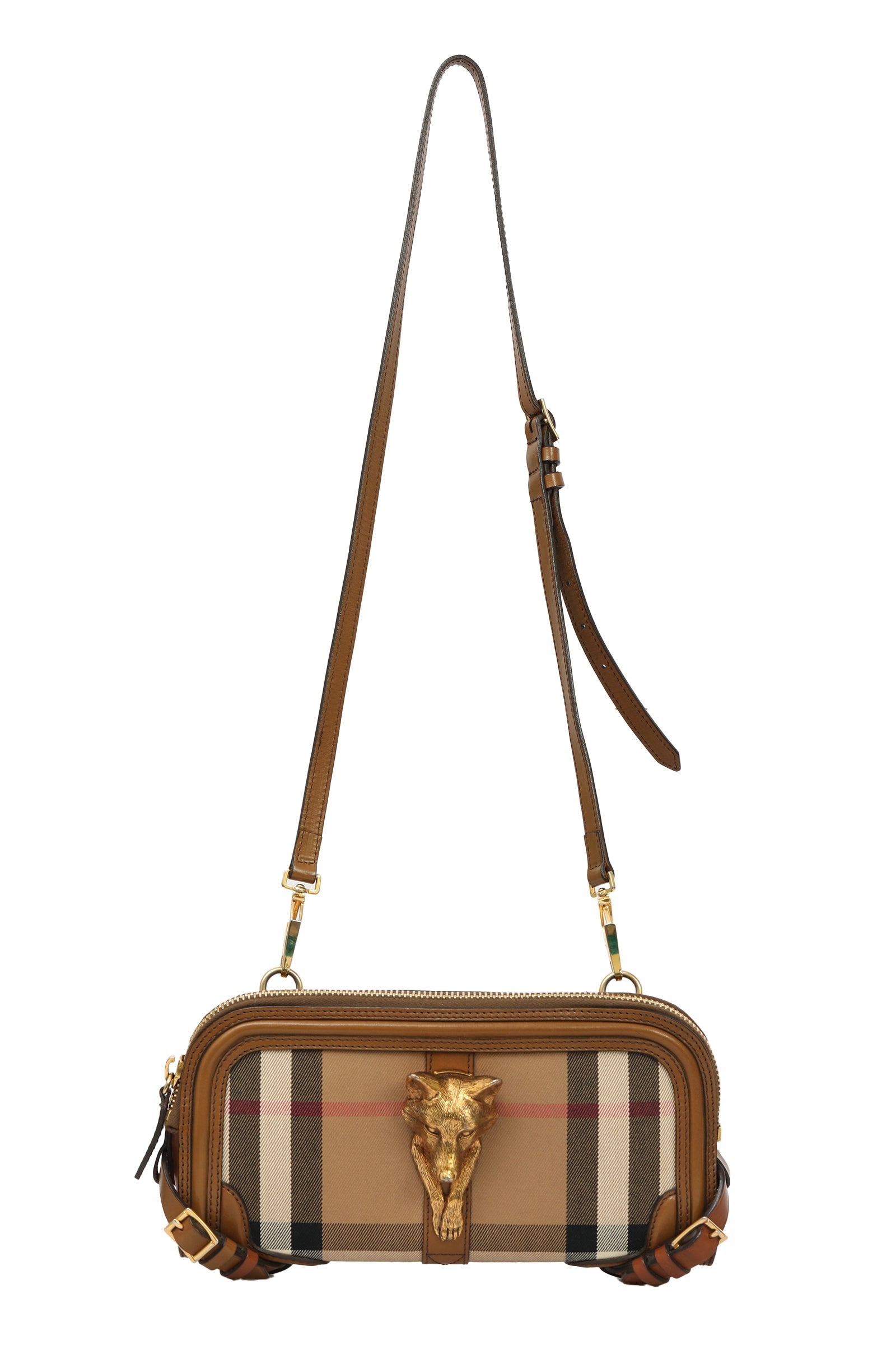 Burberry Nova Check Fox Head Sling Bag 