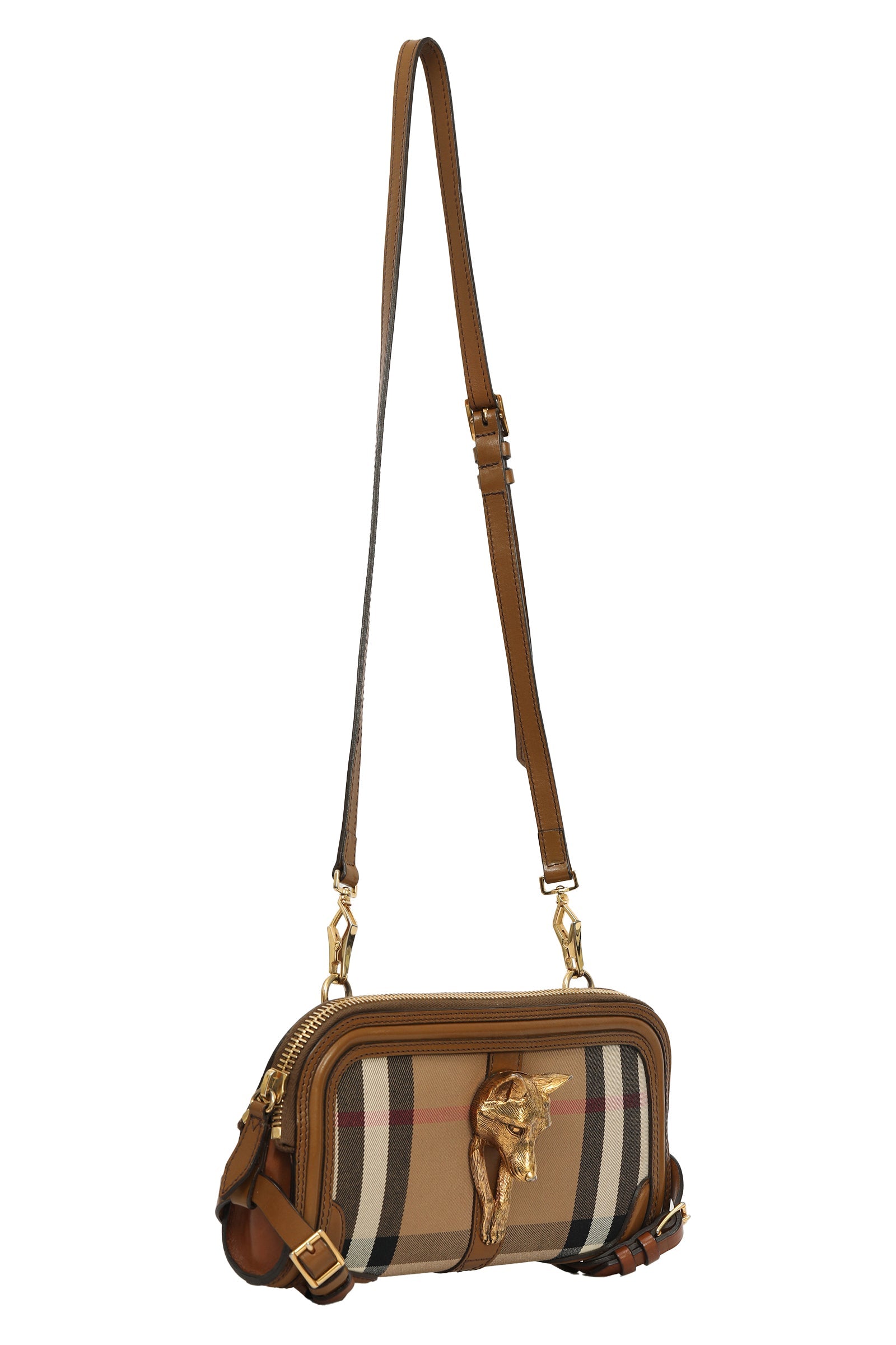 Burberry Nova Check Fox Head Sling Bag 