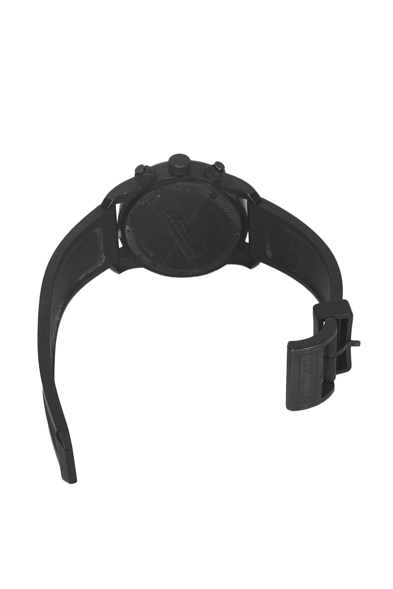 Burberry Sport Chronograph Black Dial 45 Mm Rubber Strap Watch 