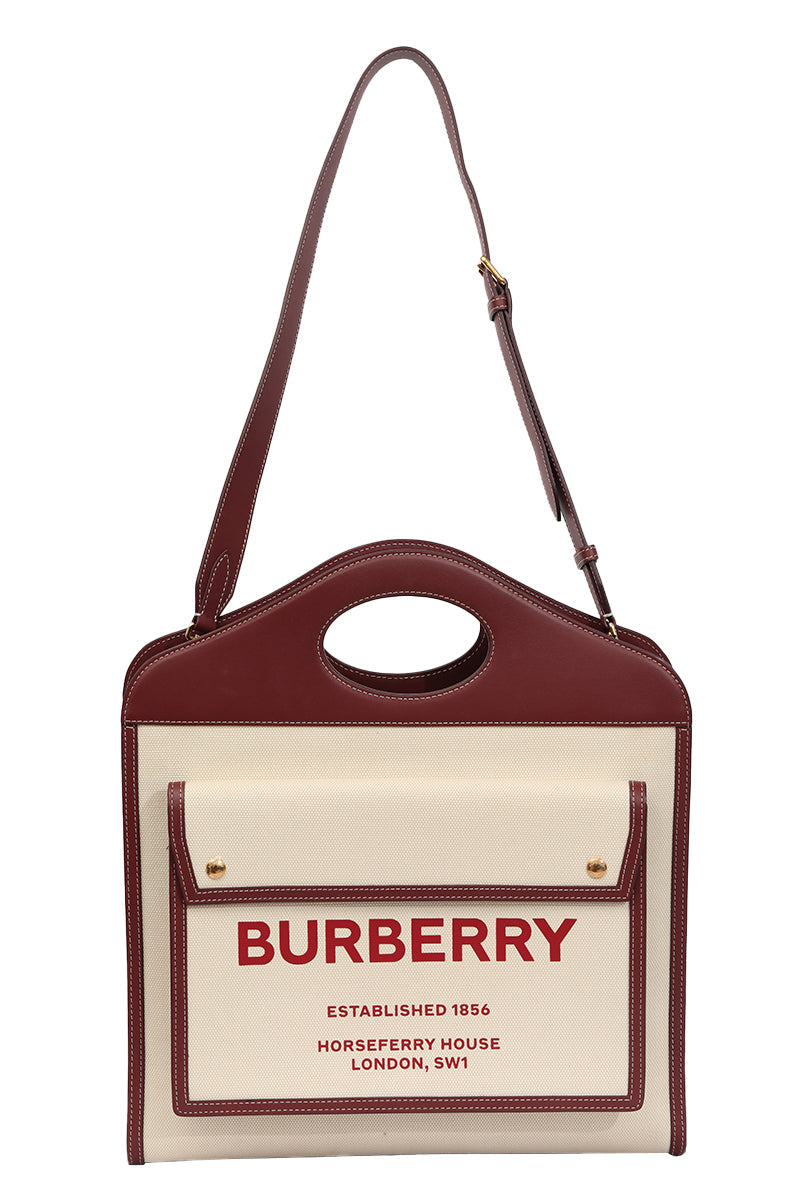 Burberry White/Brown Pocket Tote Bag 