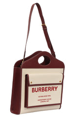 Burberry White/Brown Pocket Tote Bag 