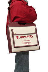 Burberry White/Brown Pocket Tote Bag 