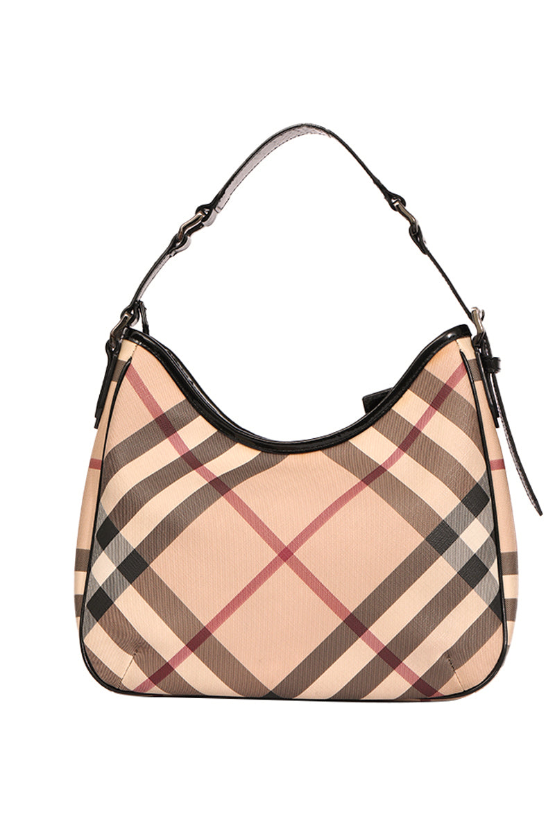 Burberry Coated Canavas Small Nova Check Barton Hobo 