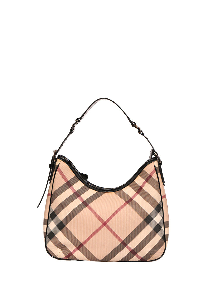 Burberry Coated Canavas Small Nova Check Barton Hobo 