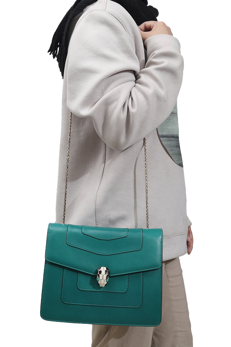 Bvlgari Green Serpenti Forever Shoulder Bag 