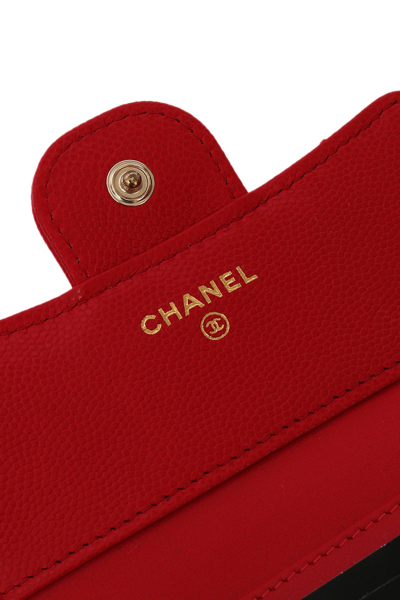 Chanel Classic Coral Caviar Wallet 