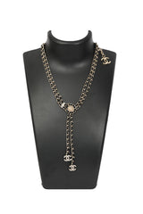 Chanel Leather And Pearl Necklace 