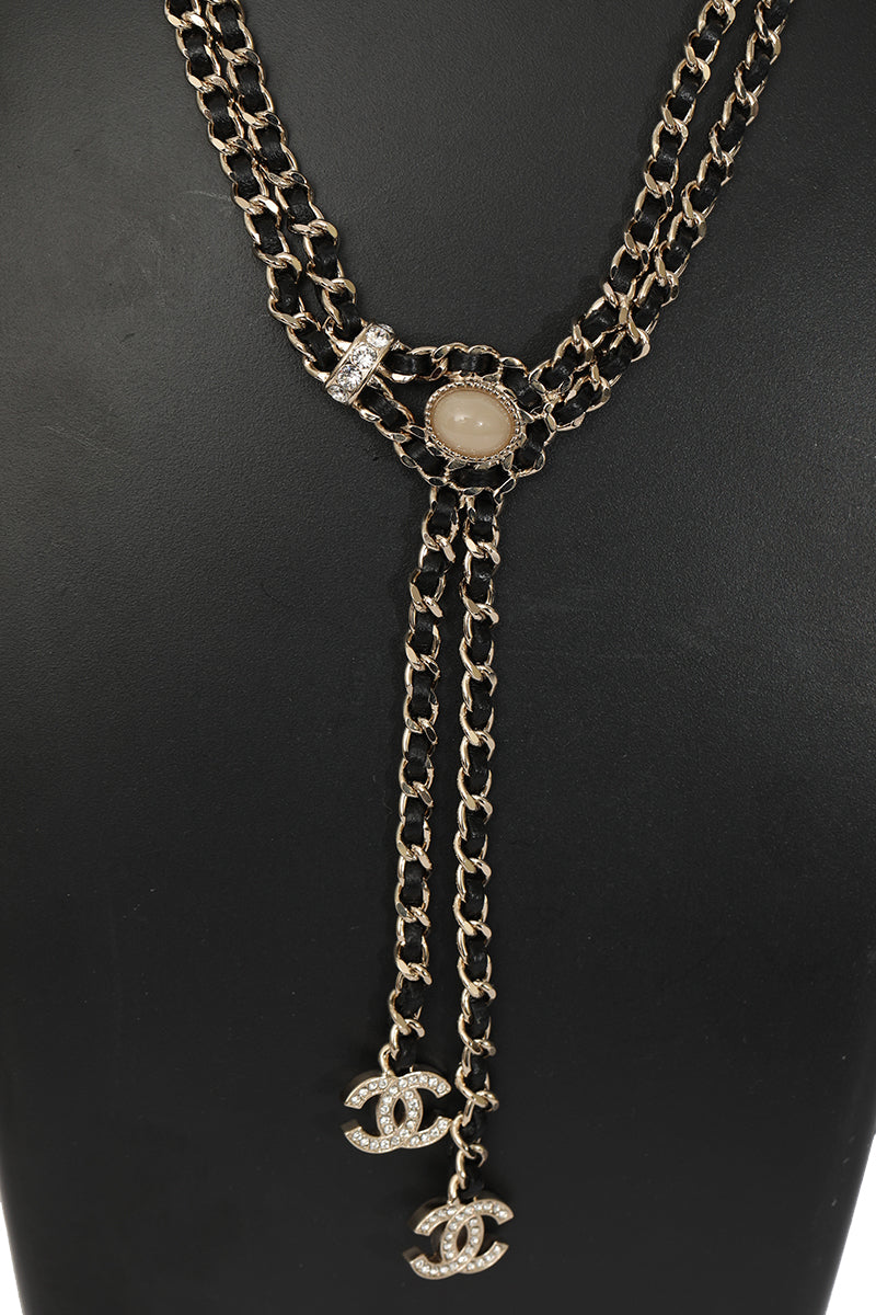 Chanel Leather And Pearl Necklace 