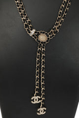 Chanel Leather And Pearl Necklace 