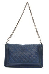 Chanel Navy Metallic Cavier Medium Boy Bag 