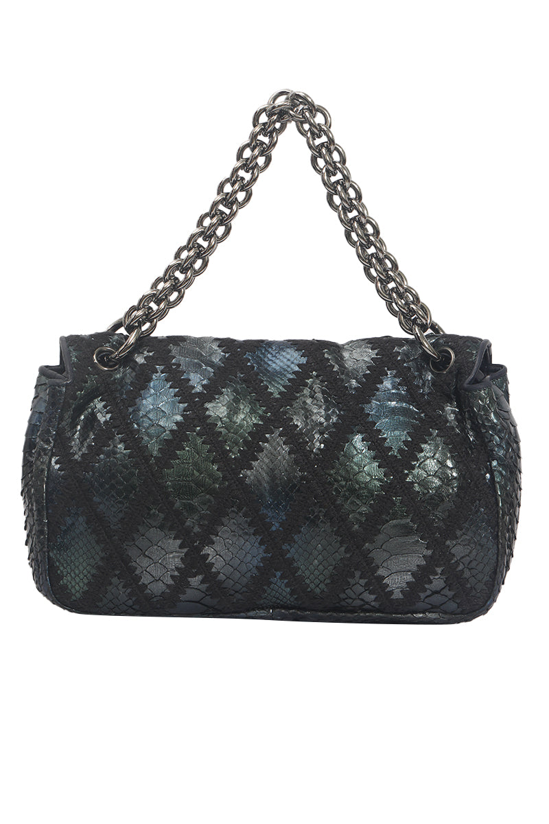 Chanel Soft And Chain Python Crochet Flap Bag 