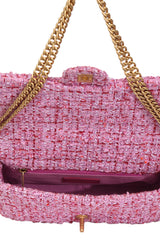 Chanel Tweed Enamel Quilted Cc Flap Shoulder Bag 