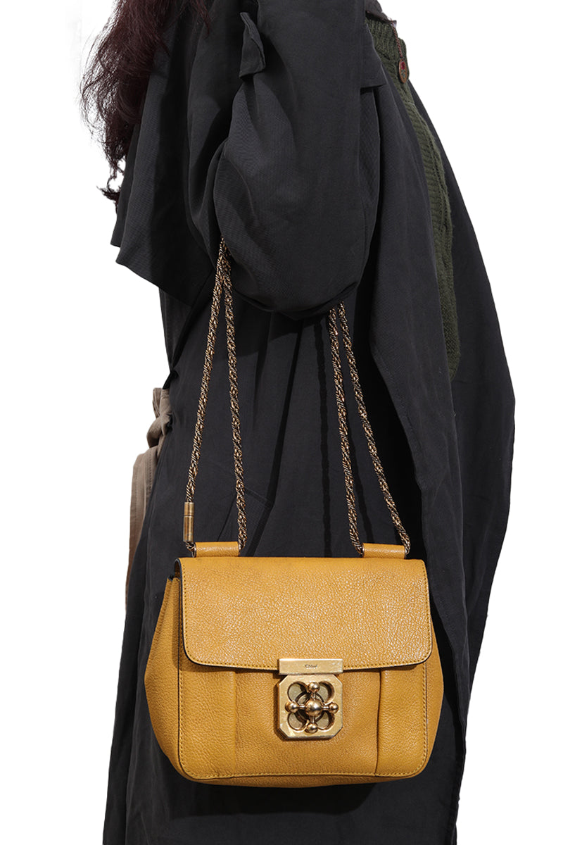 Chloe Mustard Leather Elsie Shoulder Bag 
