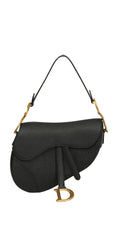 Christian Dior Black Grained Saddle Bag 