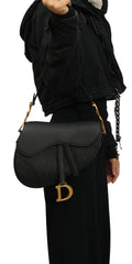 Christian Dior Black Grained Saddle Bag 