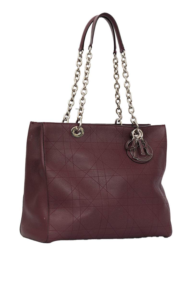 Christian Dior Cannage Burgundy Leather Tote Bag 