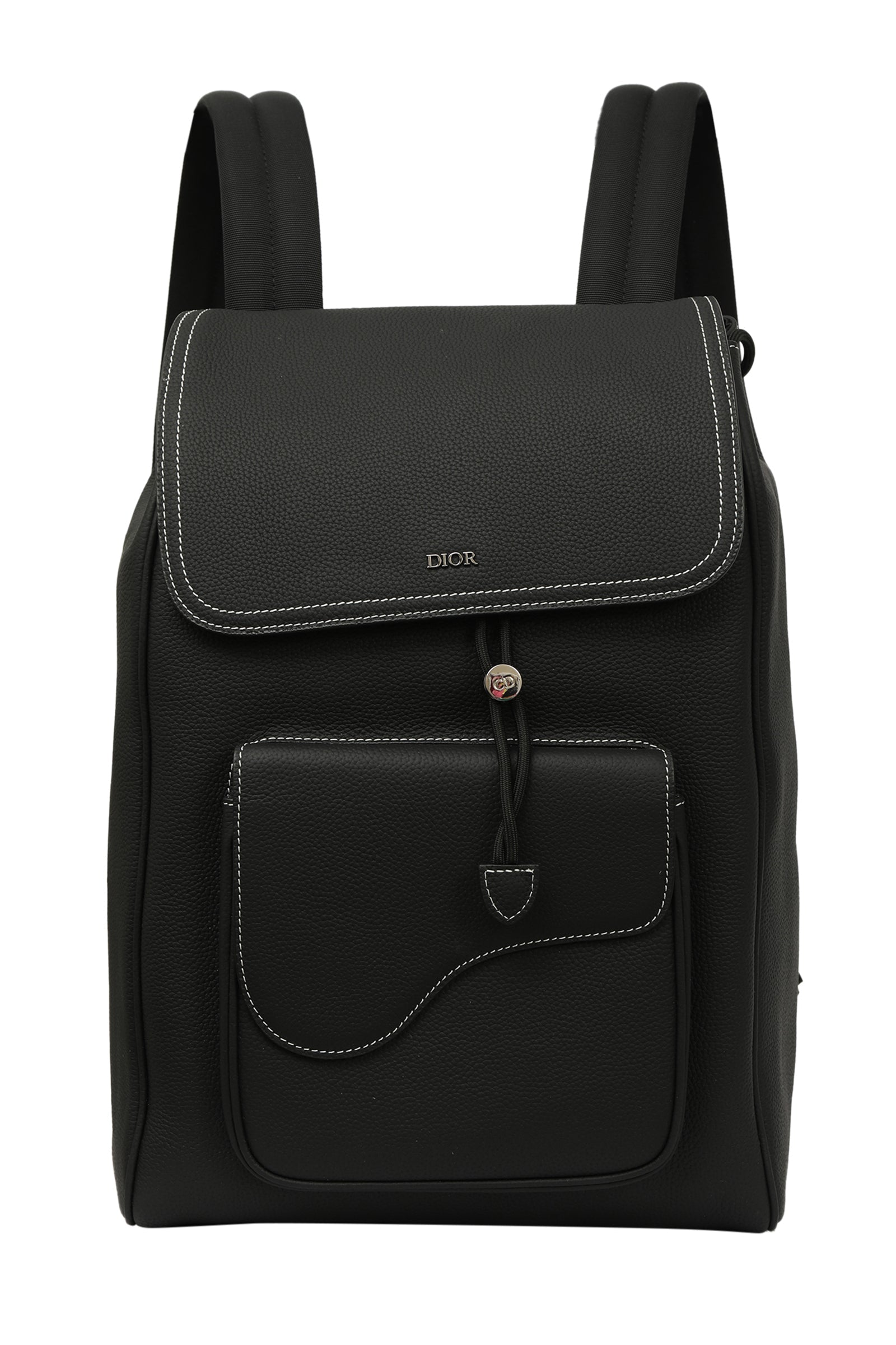 Christian Dior Grained Calfskin Saddle Drawstring Backpack 