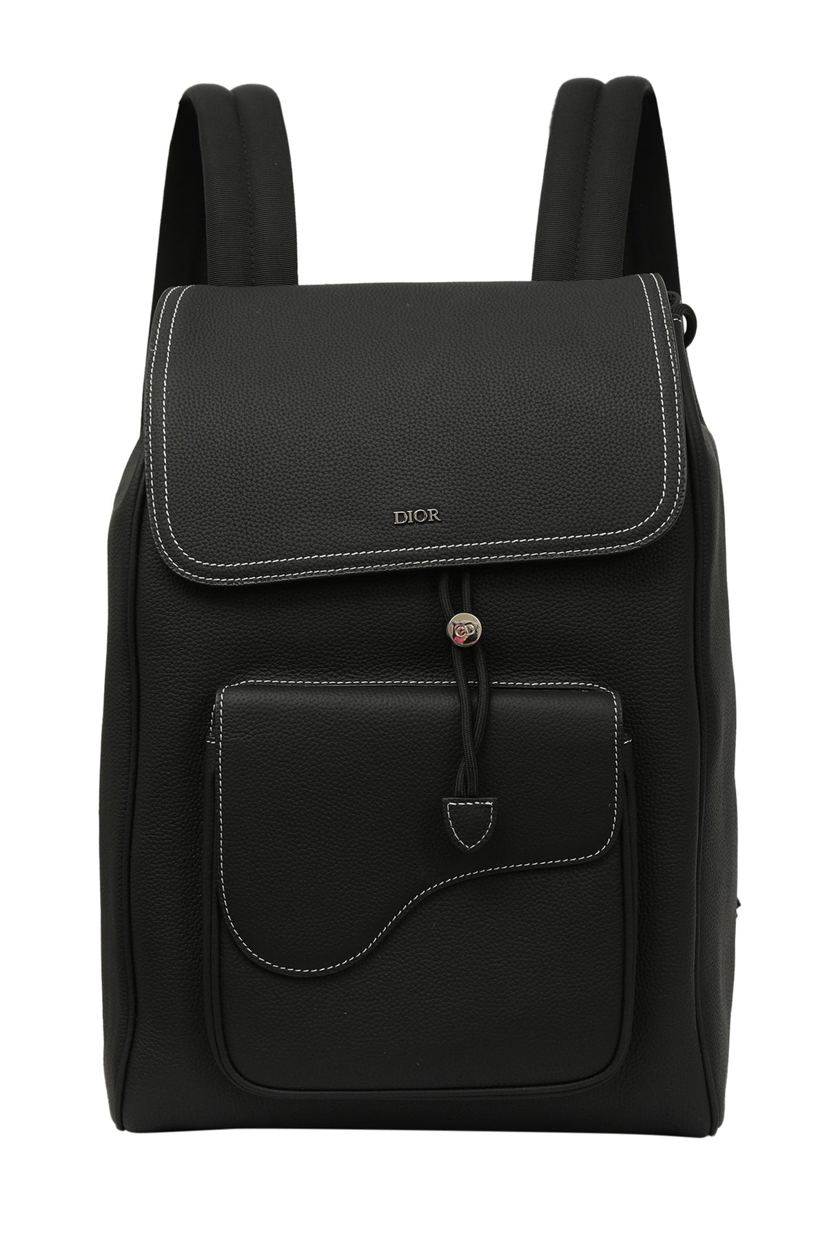 Christian Dior Grained Calfskin Saddle Drawstring Backpack 