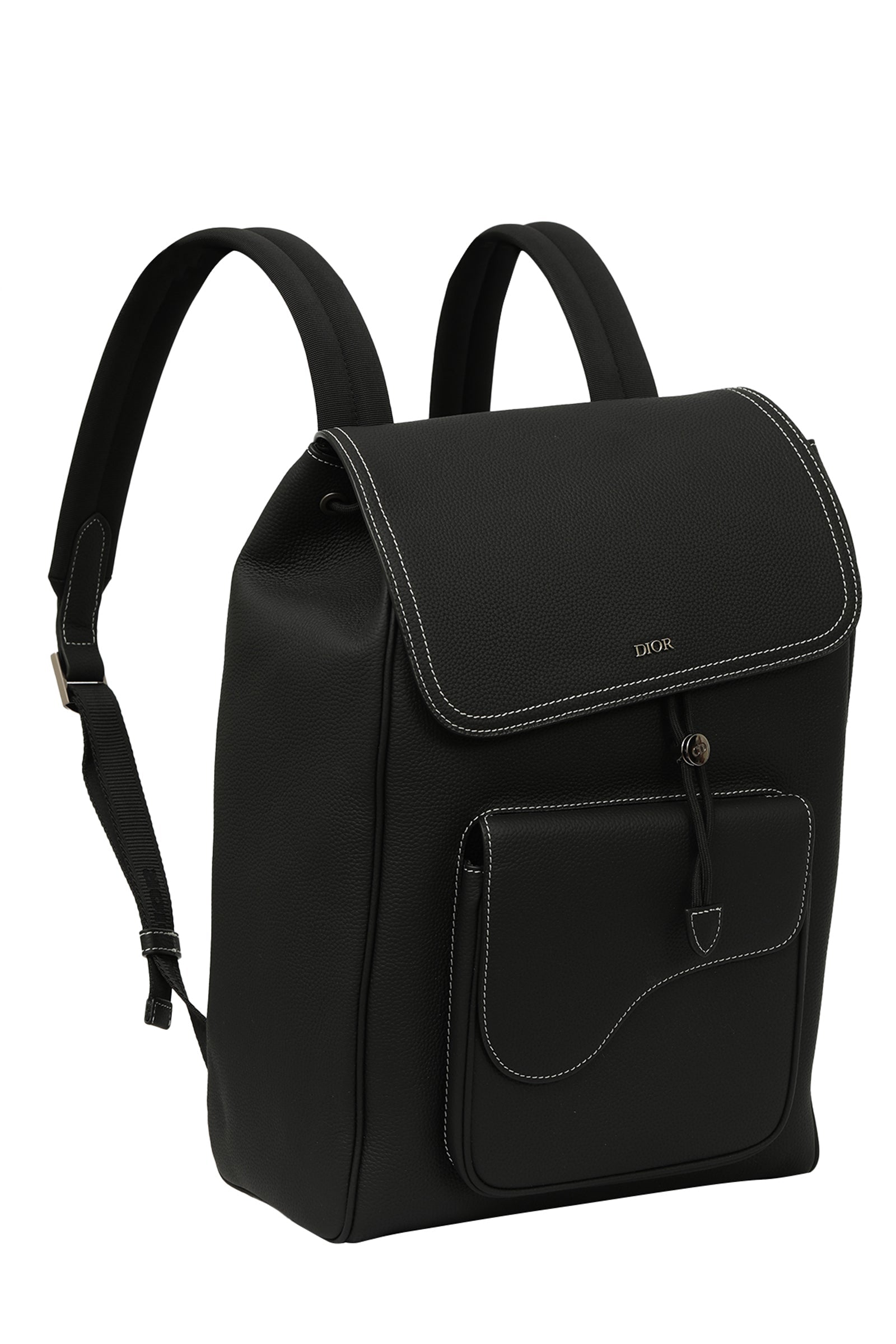 Christian Dior Grained Calfskin Saddle Drawstring Backpack 