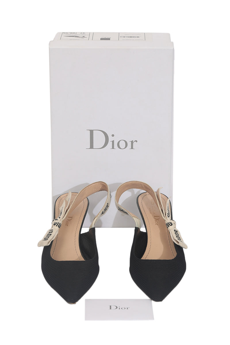 Christian Dior EU 37 D Fabric J'Adior Slingback Sandals 