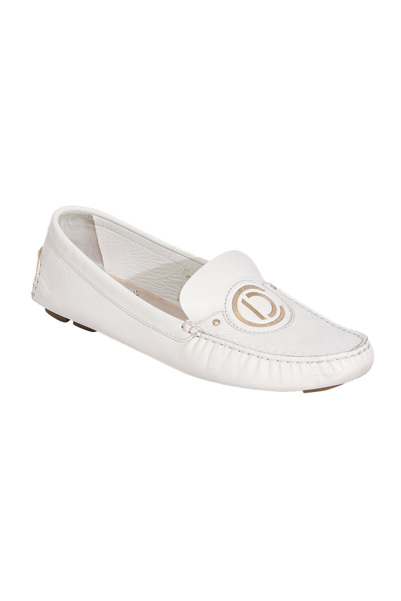 Christian Dior White Logo Loafers 