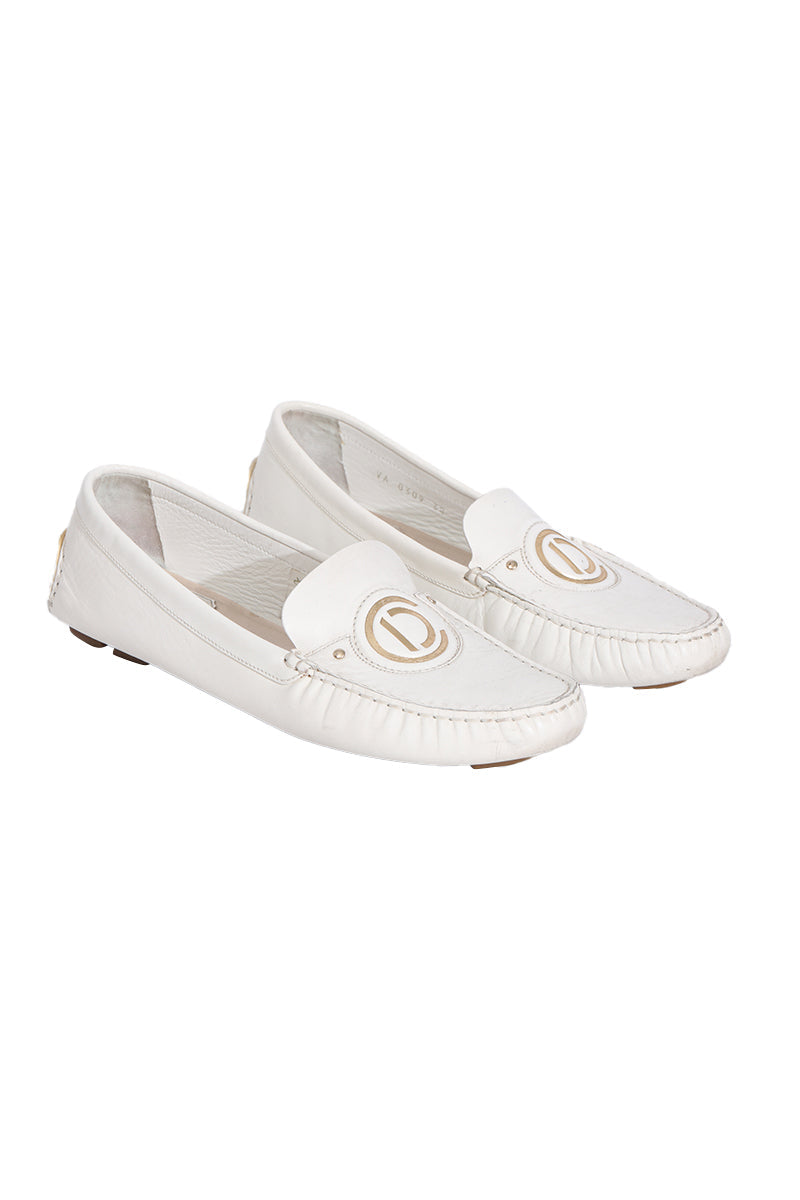 Christian Dior White Logo Loafers 