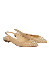 Christian Louboutin EU 36 Beige Spike Flats 