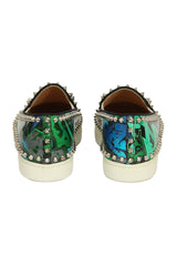 Christian Louboutin EU 36 Blue/Green Spike Loafer 
