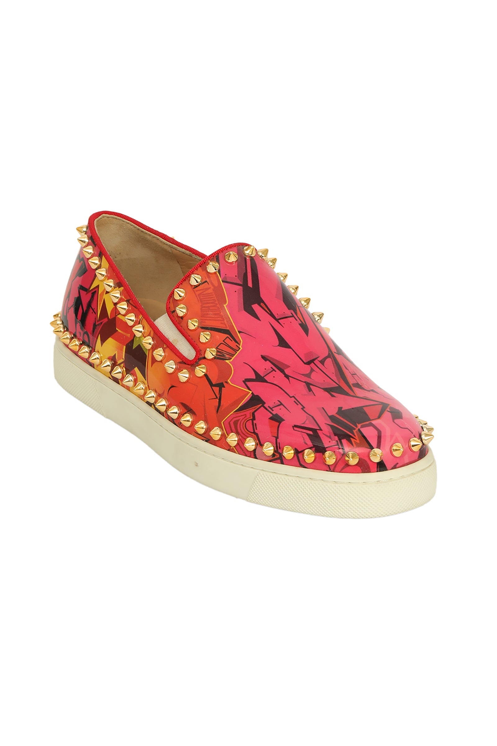 Christian Louboutin EU 36 Pink/Orange Spiked Loafers 