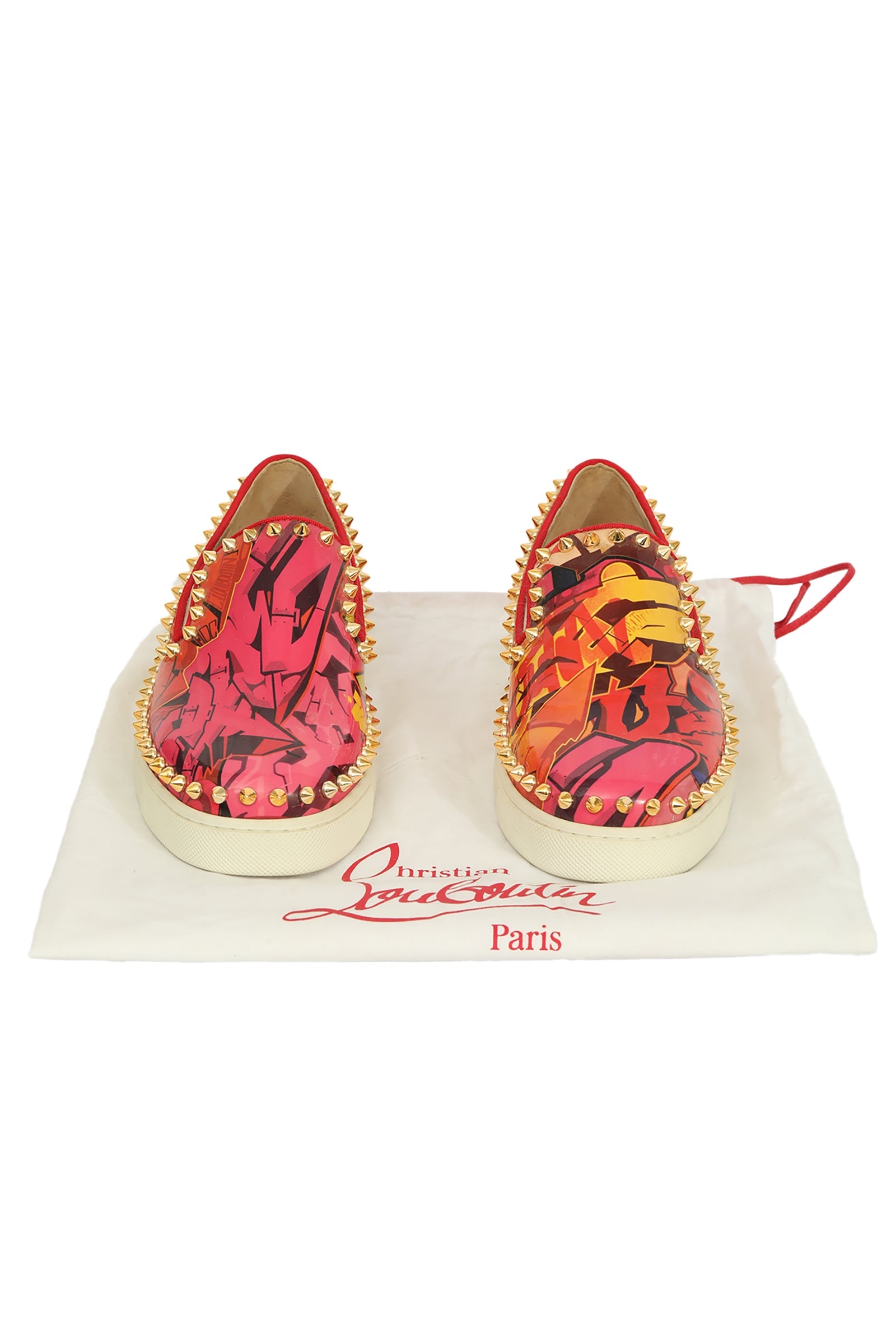 Christian Louboutin EU 36 Pink/Orange Spiked Loafers 