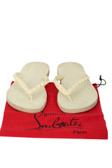 Christian Louboutin EU 36 White Studded Flip Flops 