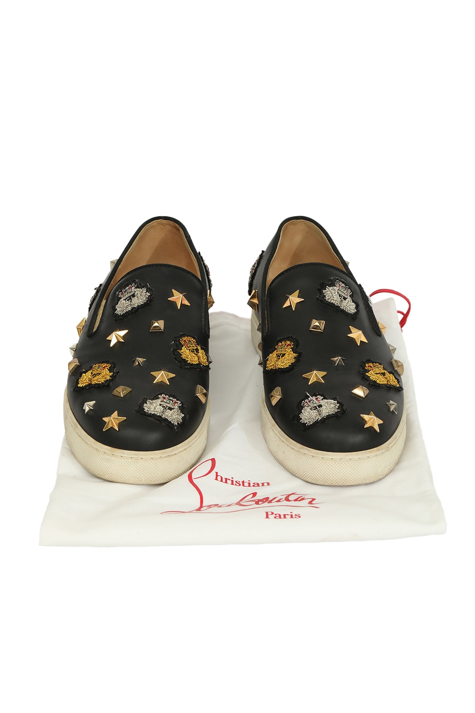 Christian Louboutin EU 37.5 Black Stars Embellished Loafers 