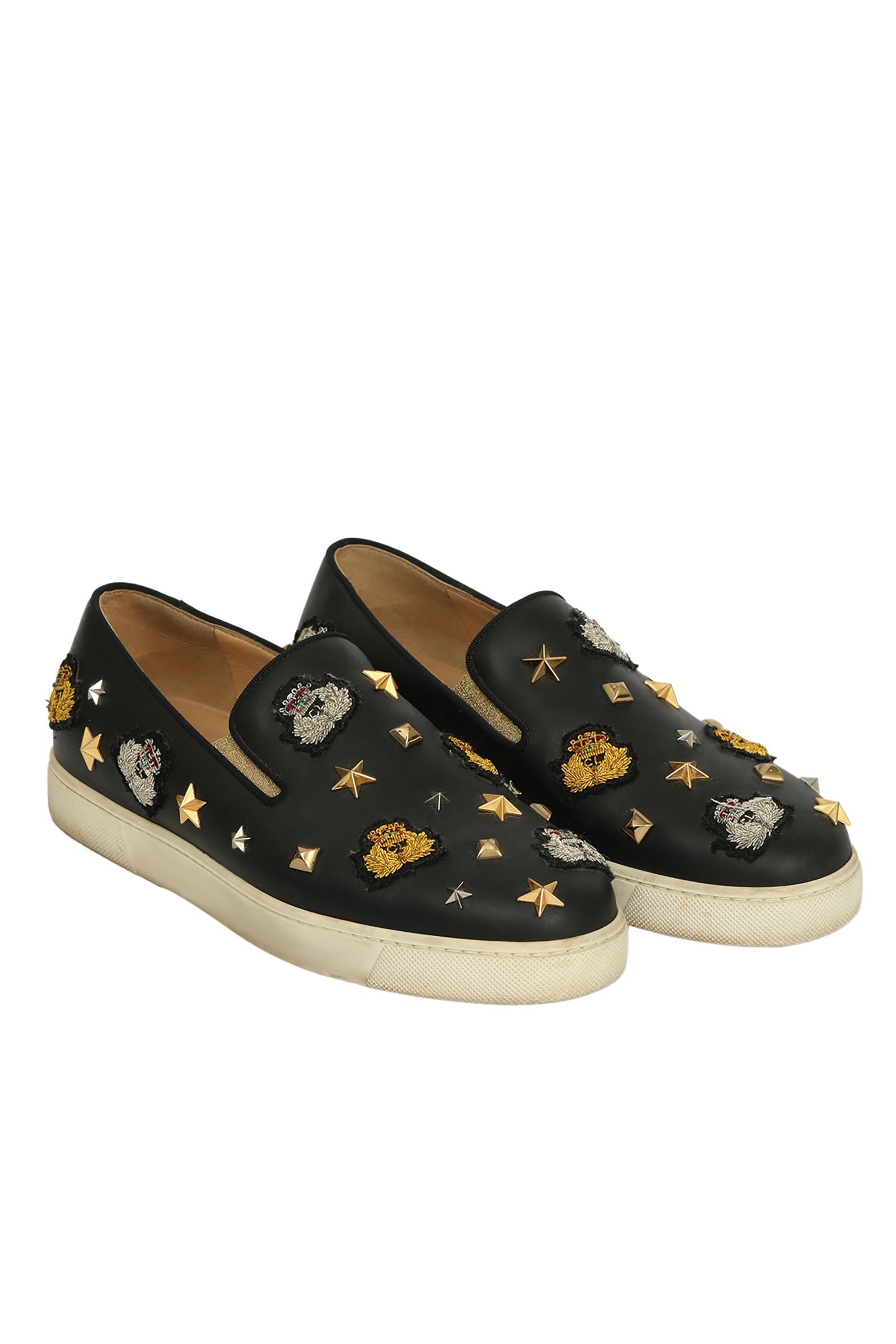 Christian Louboutin EU 37.5 Black Stars Embellished Loafers 