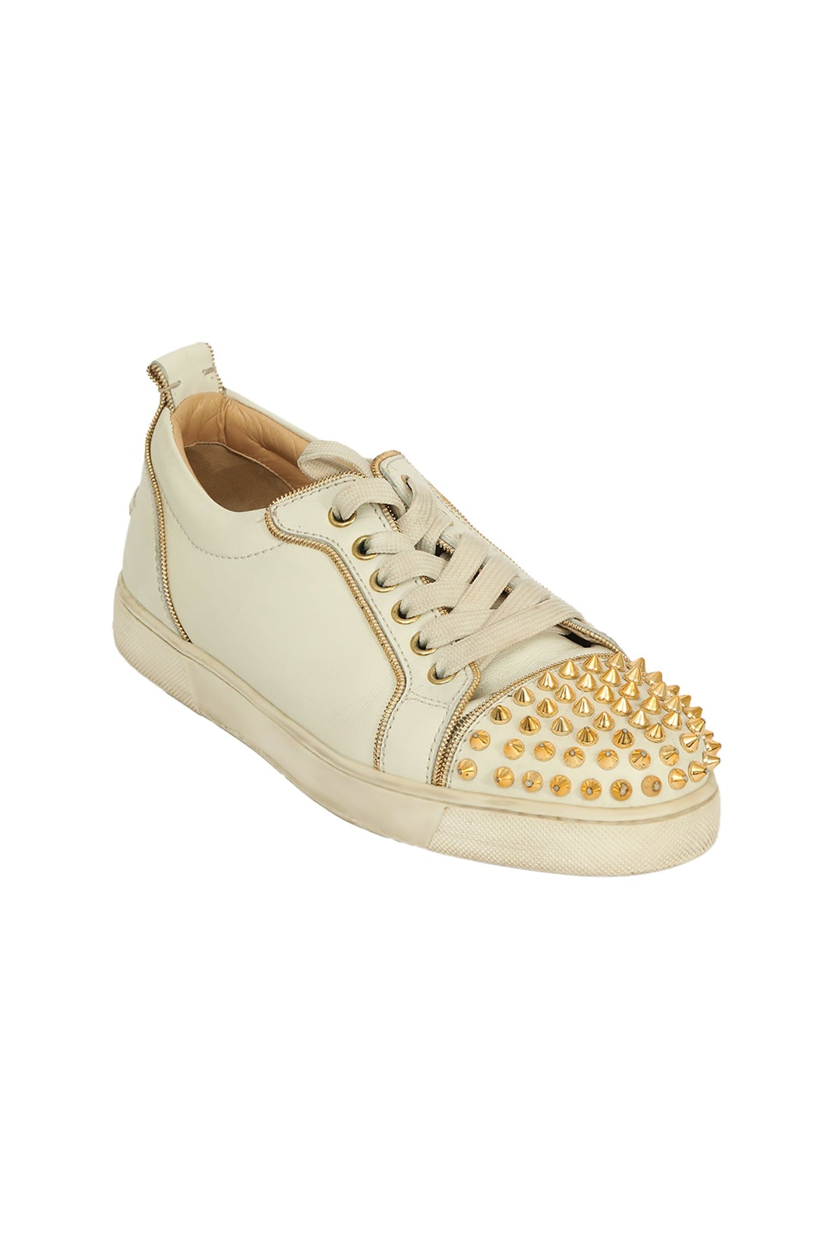 Christian Louboutin EU 37 White With Golden Sneaker 