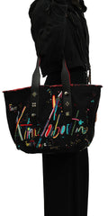Christian Louboutin Frangibus Black Multicolor Embellished Tote Bag 