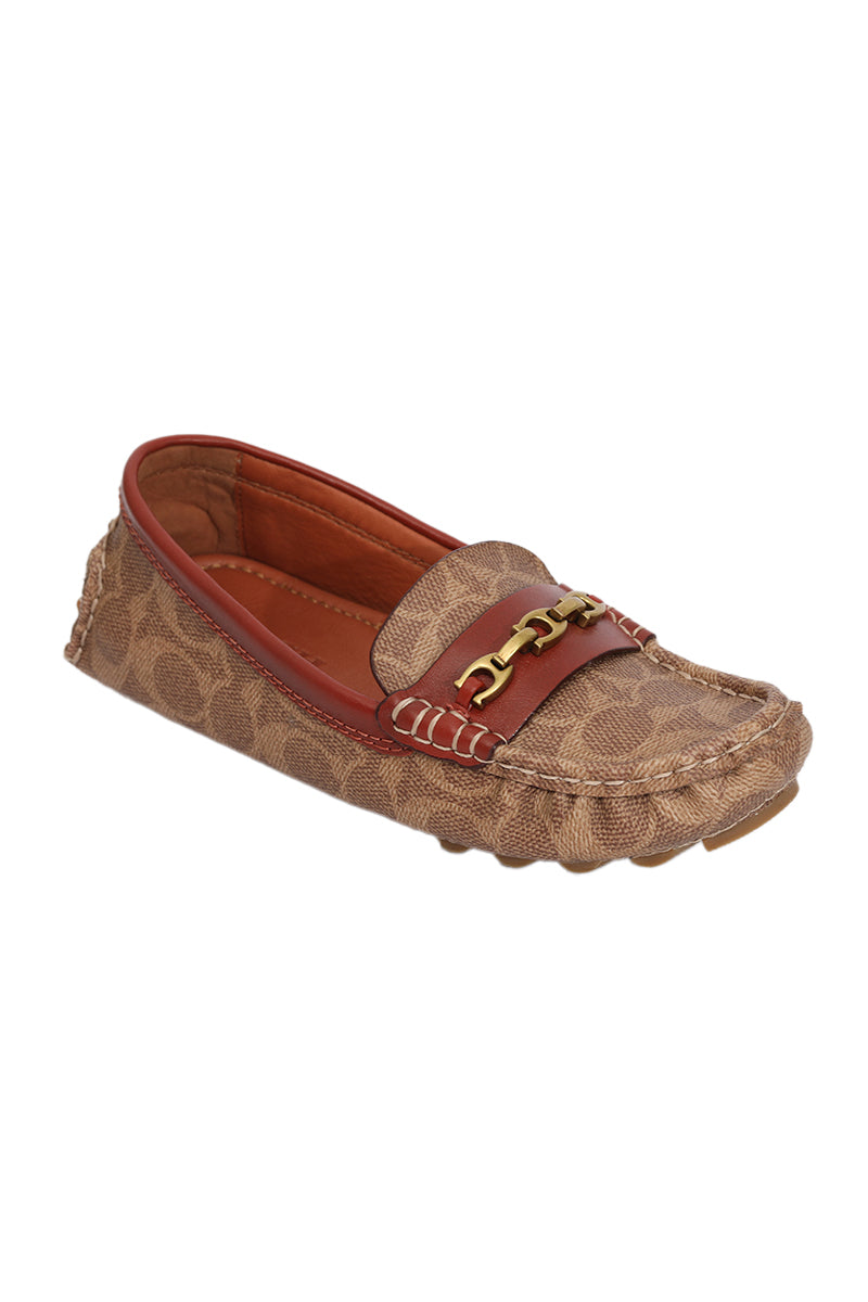 Coach EU 37 Monogram Brown Loafers 