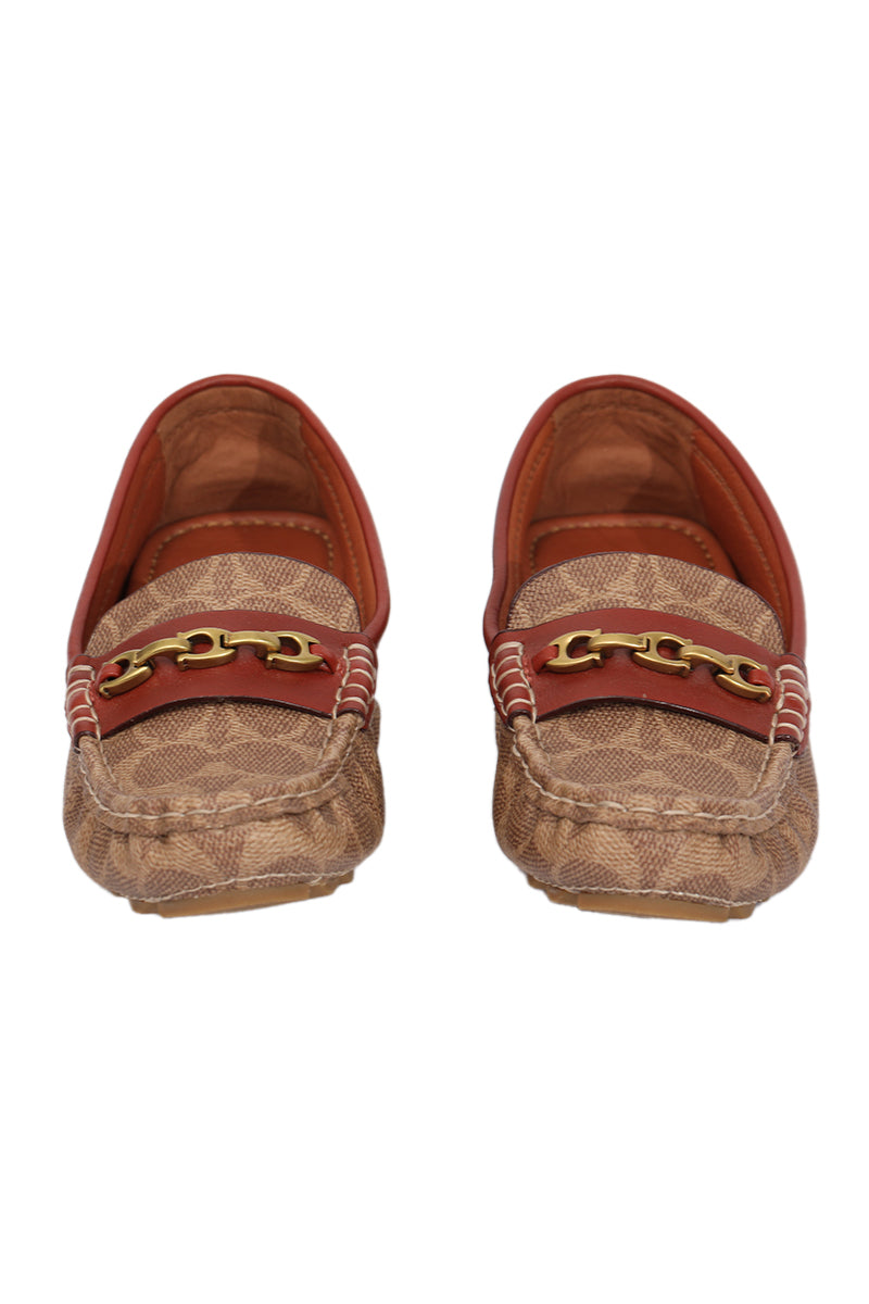 Coach EU 37 Monogram Brown Loafers 