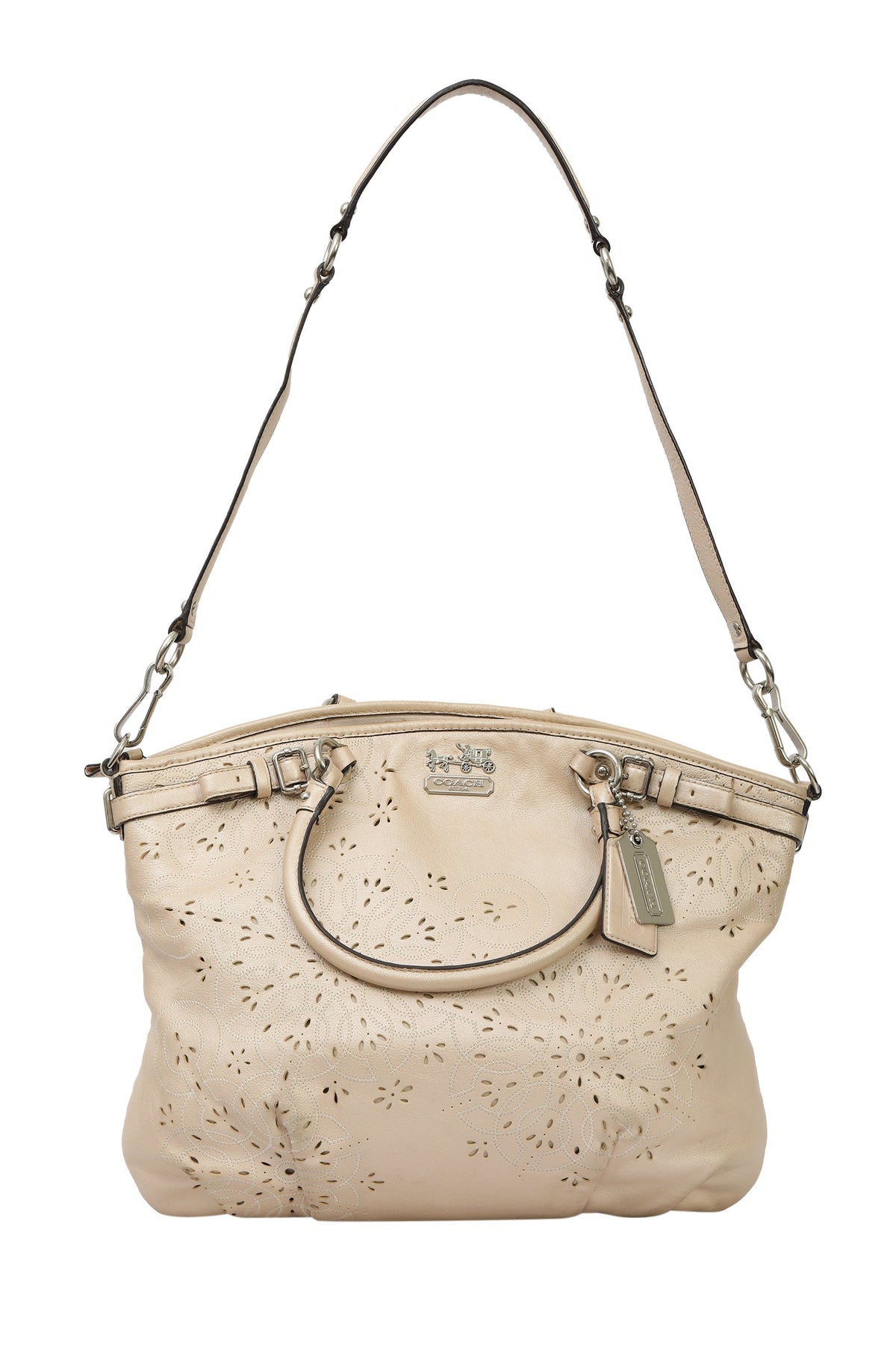 Coach Leather Floral Laser Cut Lindsey Satchel Bag 