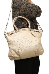 Coach Leather Floral Laser Cut Lindsey Satchel Bag 