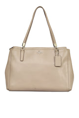 Coach Nude Beige Leather Satchel Tote Bag