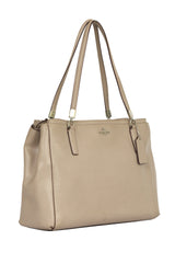 Coach Nude Beige Leather Satchel Tote Bag