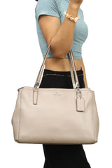 Coach Nude Beige Leather Satchel Tote Bag