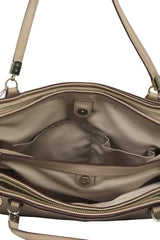 Coach Nude Beige Leather Satchel Tote Bag