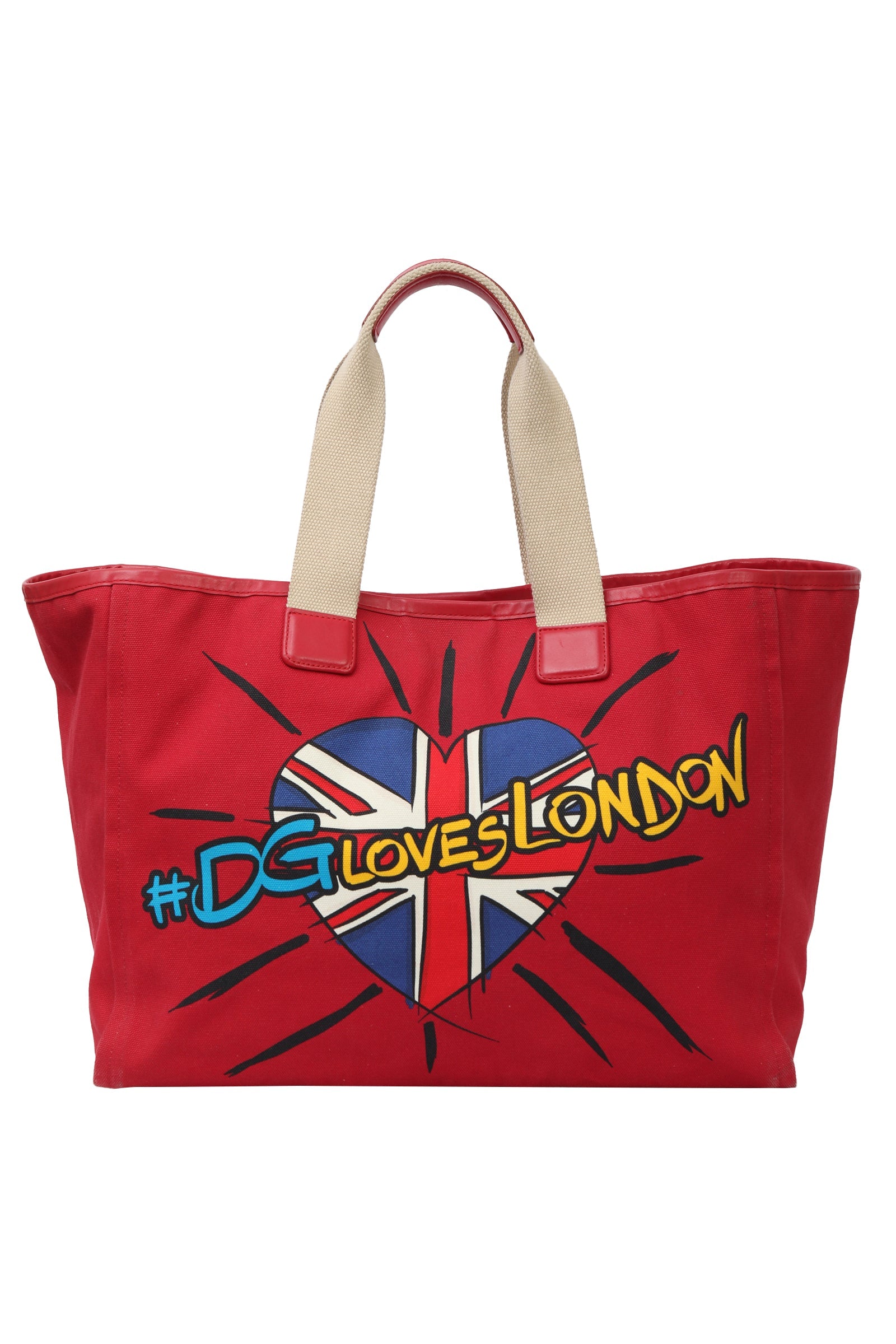 Dolce & Gabbana Red Canvas Tote Bag 