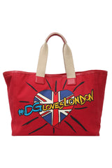 Dolce & Gabbana Red Canvas Tote Bag 